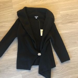 ANN TAYLOR Cashmere Black Sweater with Brooch